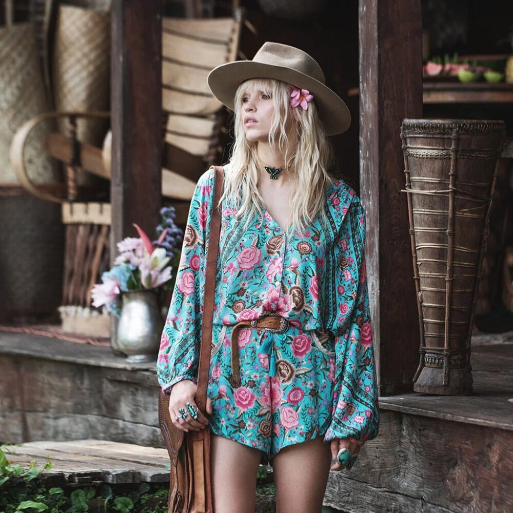 Spell & the Gypsy Collective Babushka Turquoise Blouse Shorts Set XS - Picture 7 of 16